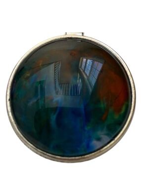 Hand Crafted Fluid Art Necklace Blue Green Red Pendant by Svetlana Yeung